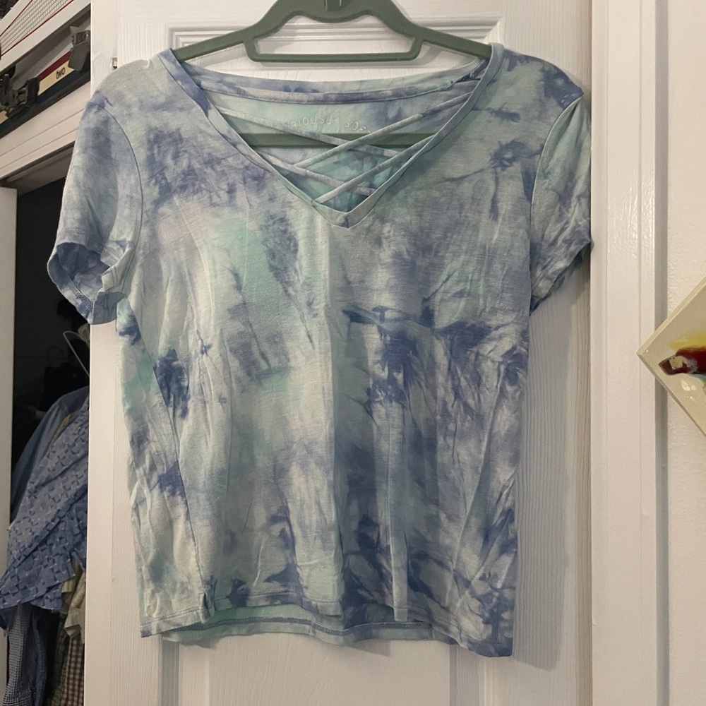 Women's Aéropostale Small Seriously Soft Blue Tie Dye Crop Top
